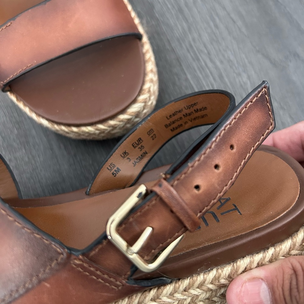 Naturalizer Brown Leather Platform Espadrille San… - image 4
